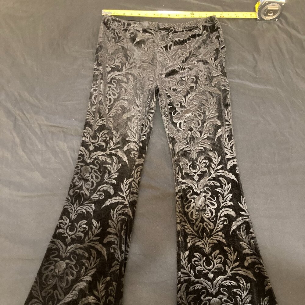 Embossed velvet black on black flare pants